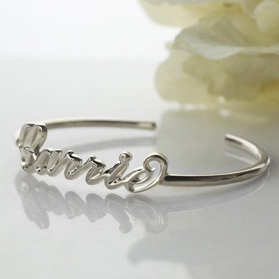 Personalized Sterling Silver Name Bangle Bracelet - Handmade By AOL Special