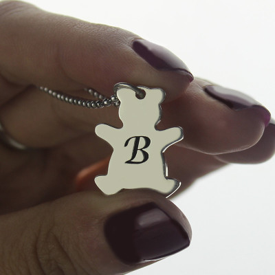 Personalized Teddy Bear Initial Necklace Sterling Silver - Handmade By AOL Special