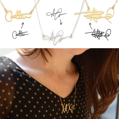 Custom Necklace with Your Own Signature 18ct Gold Plated Silver - Handmade By AOL Special