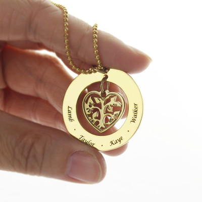 Circle Family Tree Pendant Necklace In 18ct Gold Plated - Handmade By AOL Special