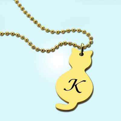 Gold Over Cat Initial Pendant Necklace - Handmade By AOL Special