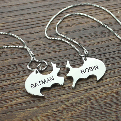 Batman Best Friend Name Necklace Sterling Silver - Handmade By AOL Special