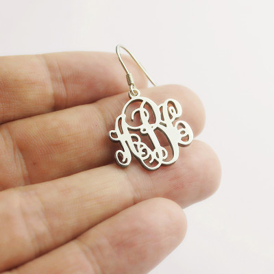 Sterling Silver Script Monogram Earrings - Handmade By AOL Special