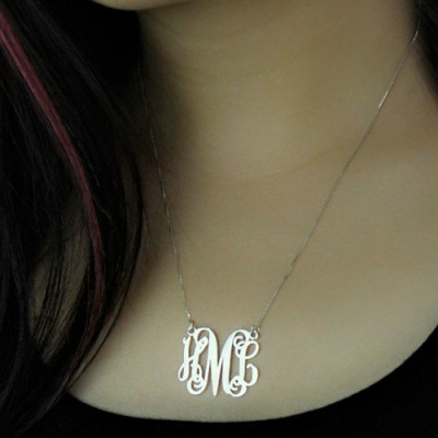 Personalized Monogram Initial Necklace Sterling Silver - Handmade By AOL Special