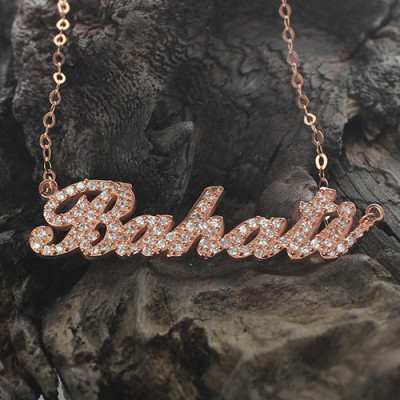 Rose Gold Plated Full Birthstone Carrie Name Necklace - Handmade By AOL Special