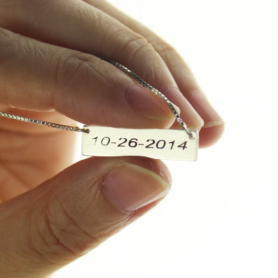 Personalized Sterling Silver Date Bar Necklace - Handmade By AOL Special