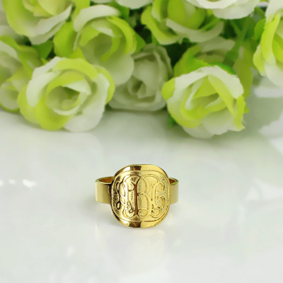 Engraved Designs Monogram Ring 18ct Gold Plated - Handmade By AOL Special