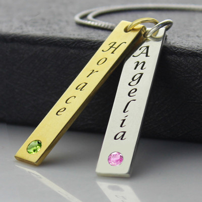 Custom Couple Name Tag with Birthstones - Handmade By AOL Special