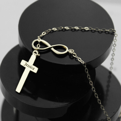 Infinity Cross Name Necklace Sterling Silver - Handmade By AOL Special