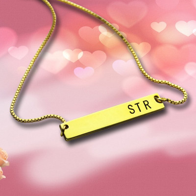 Personalized Initial Bar Necklace 18ct Gold Plated - Handmade By AOL Special