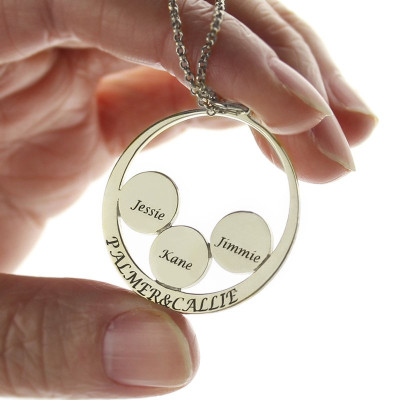 Personalized Family Name Pendant For Mom Silver - Handmade By AOL Special