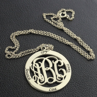 Personalized Family Monogram Name Necklace Sterling Silver - Handmade By AOL Special