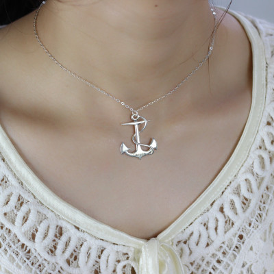 Anchor Necklace Charms Engraved Your Name Silver - Handmade By AOL Special