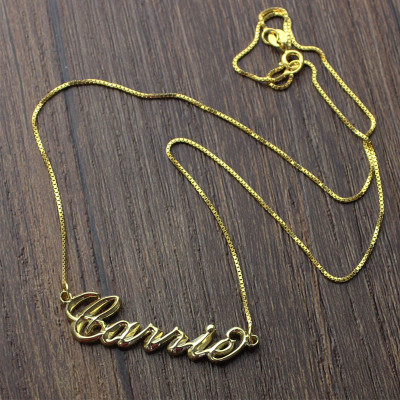 Personalized 3D Carrie Name Necklace 18ct Gold Plating - Handmade By AOL Special