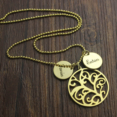 Family Tree Necklace With Name Charm For Mom - Handmade By AOL Special