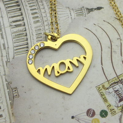 Mothers Heart Necklace With Birthstone 18ct Gold Plated - Handmade By AOL Special