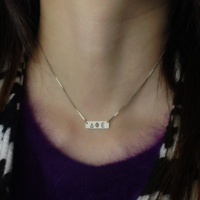 Custom Alpha Gamma Delta Greek Letter Sorority Bar Necklace - Handmade By AOL Special