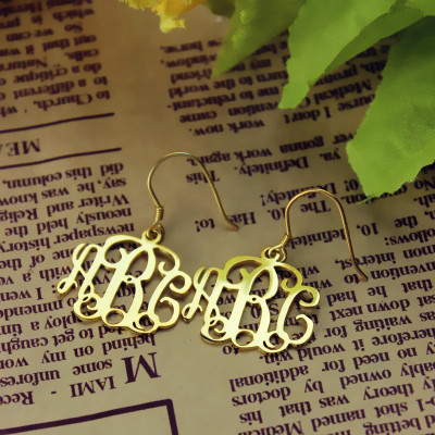 18ct Gold Plated Monogram Earrings - Handmade By AOL Special