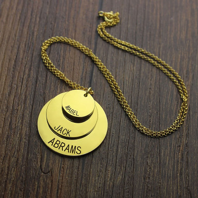 Disc Necklace With Kids Name For Mom 18ct Gold Plated - Handmade By AOL Special