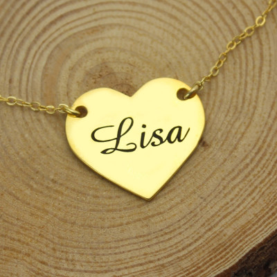 Stamped Heart Love Necklaces with Name 18ct Gold Plated - Handmade By AOL Special
