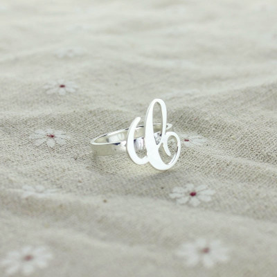Personalized Carrie Initial Letter Ring Sterling Silver - Handmade By AOL Special
