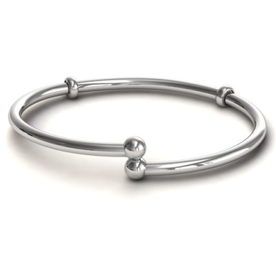 Personalized Silver Flex Bangle Charm Bracelet - Handmade By AOL Special
