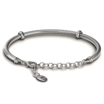 Personalized Silver Snake Bracelet with 1.5 Extender - Handmade By AOL Special