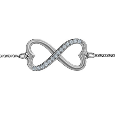 Personalized Double Heart Infinity Bracelet with Accents - Handmade By AOL Special