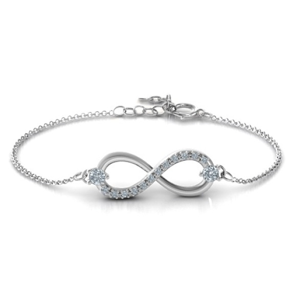 Personalized Double Stone Infinity Accent Bracelet - Handmade By AOL Special