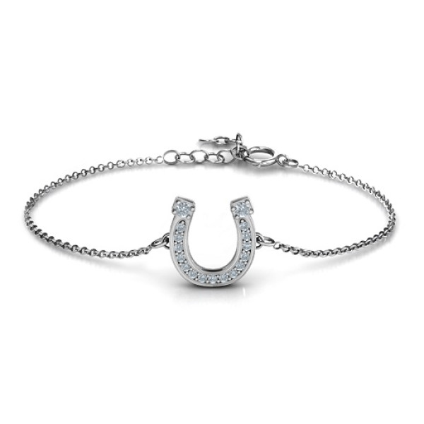 Horseshoe Bracelet with Two Stones and Accents - Handmade By AOL Special