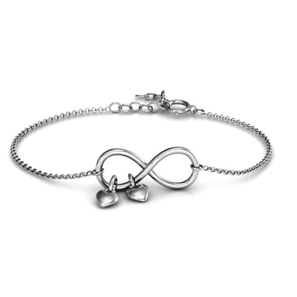 Infinity Promise Bracelet with Two Heart Charms - Handmade By AOL Special