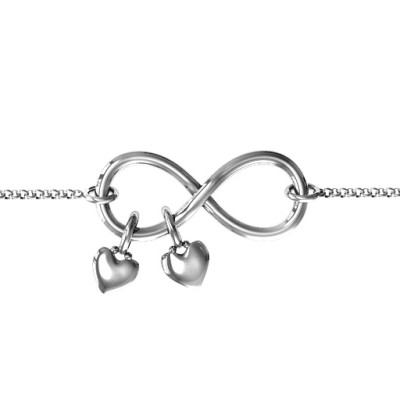 Infinity Promise Bracelet with Two Heart Charms - Handmade By AOL Special
