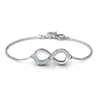 Sterling Silver Birthstone Accent Infinity Bracelet - Handmade By AOL Special