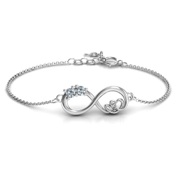 Sterling Silver Double the Love Infinity Bracelet - Handmade By AOL Special