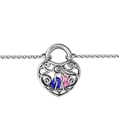 Personalized Sterling Silver True Love's Lock Caged Bracelet - Handmade By AOL Special