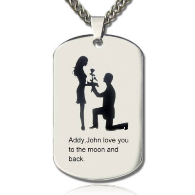 Marriage Proposal Dog Tag Name Necklace - Handmade By AOL Special