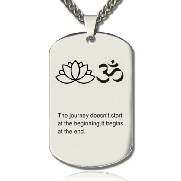 Yoga Theme,Lotus Flower Name Dog Tag Necklace - Handmade By AOL Special