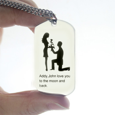 Marriage Proposal Dog Tag Name Necklace - Handmade By AOL Special
