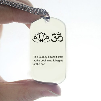Yoga Theme,Lotus Flower Name Dog Tag Necklace - Handmade By AOL Special