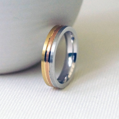18ct Gold Striped Wedding Ring - Handmade By AOL Special