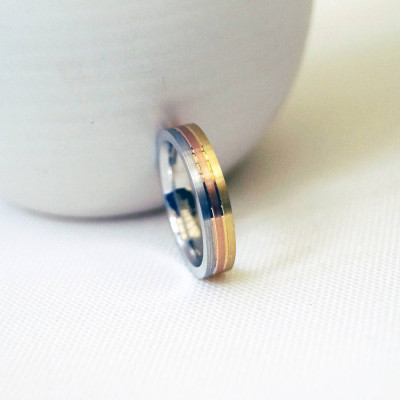 18ct Gold Striped Wedding Ring - Handmade By AOL Special