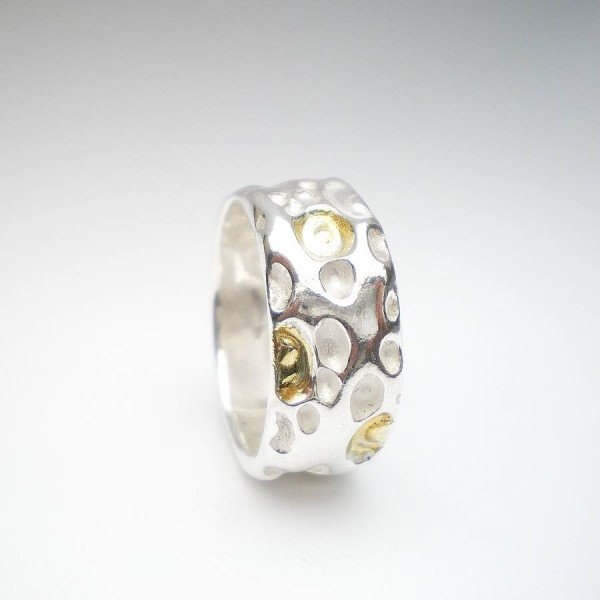 Coral Silver And Gold Ring - Handmade By AOL Special