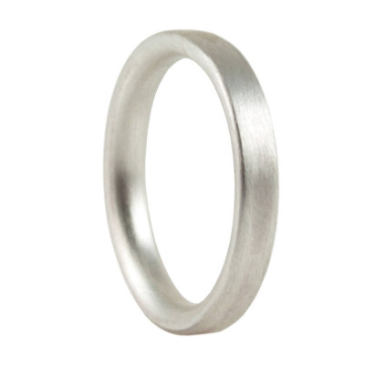 3mm Brushed Matte Flat Court Silver Wedding Ring - Handmade By AOL Special