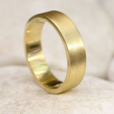 Mens 18ct Gold Wedding Ring, Spun Silk Finish - Handmade By AOL Special