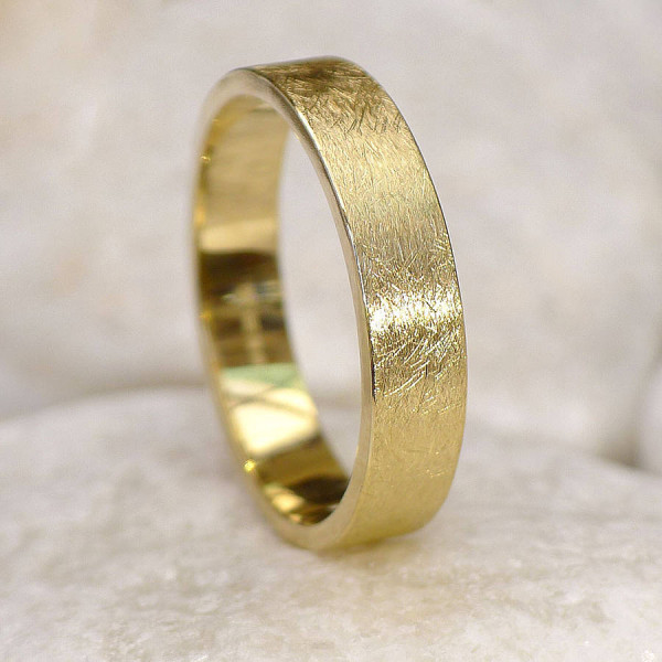 Mens Wedding Ring In 18ct Gold, Urban Finish - Handmade By AOL Special