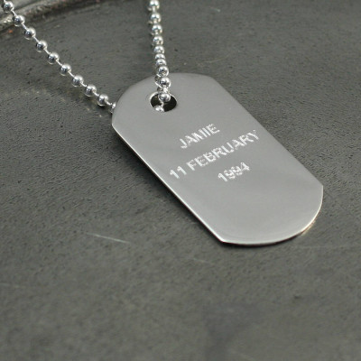 Personalized Silver Dog Tag Pendant - Handmade By AOL Special