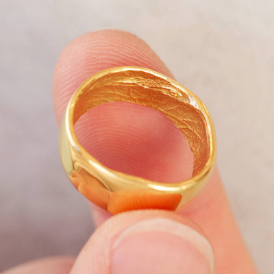 18ct Yellow Gold Bespoke Fingerprint Ring - Handmade By AOL Special