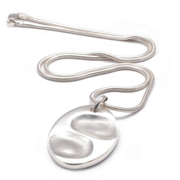 Fingerprint Eternity Oval Necklace - Handmade By AOL Special