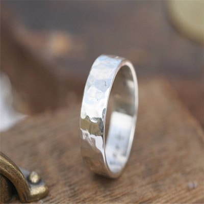 Hammered Personalized Silver Ring - Handmade By AOL Special