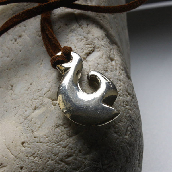 Maori Silver Fish Hook Necklace - Handmade By AOL Special